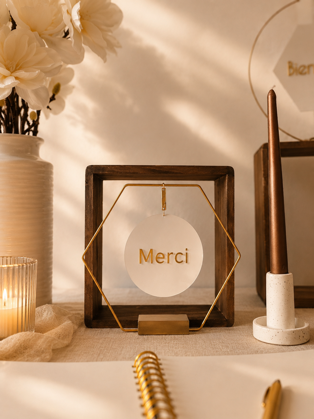 Signalétique "Merci" à poser disponible à la location Signalétique "Merci" à poser disponible à la location